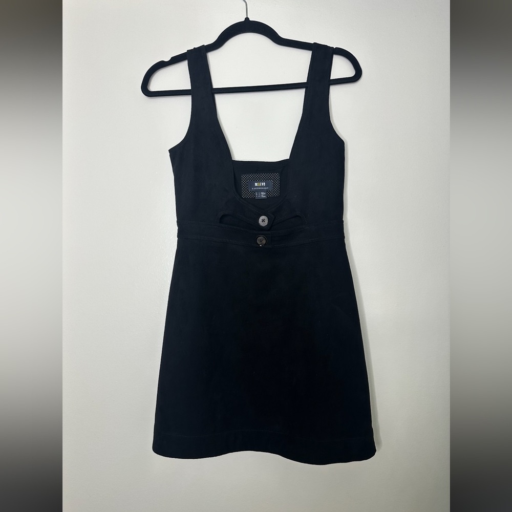 Anthropologie Black Button-Detail Mini Dress